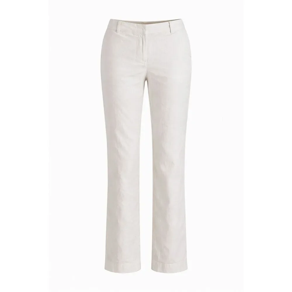Banana Republic Hampton Linen Blend Pants Size 4 White Straight Leg Trouser
